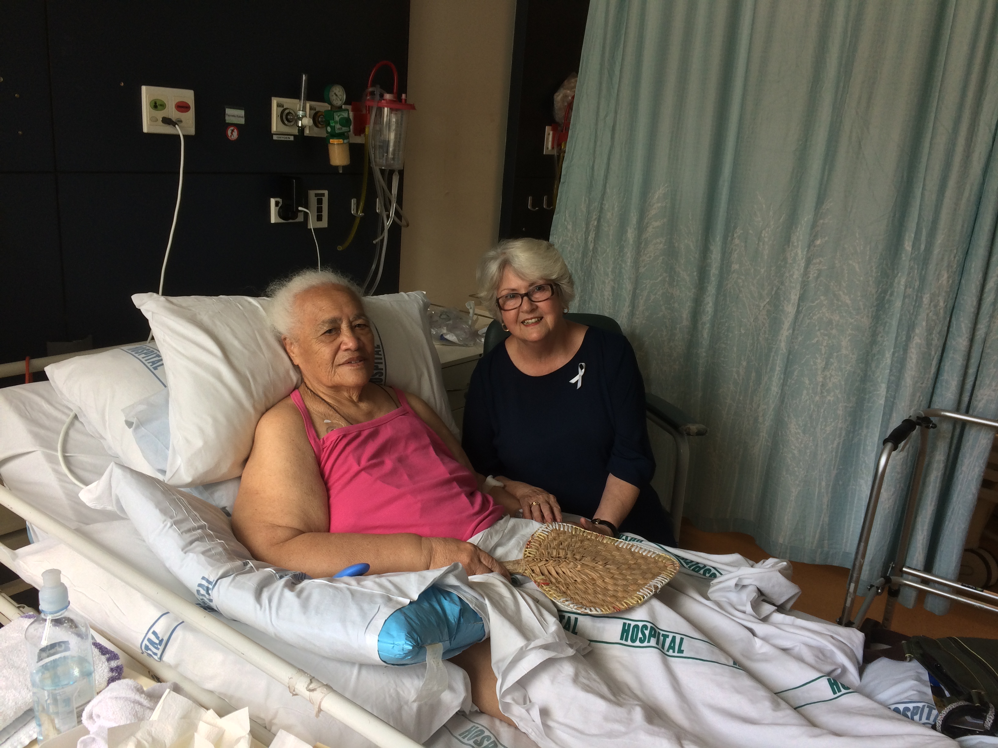 Hospital Chaplain Margaret Maurice with patient